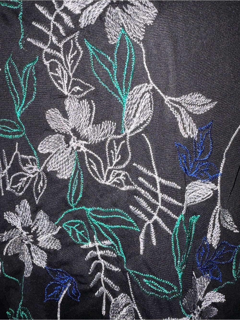 Avenue Black Sheer Embroidered Floral Tunic Sleeveless Blouse 22/24
